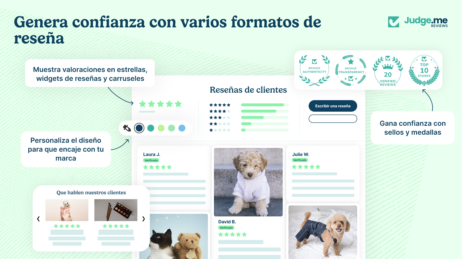 Recoge y muestra reseñas automáticamente en el idioma del client