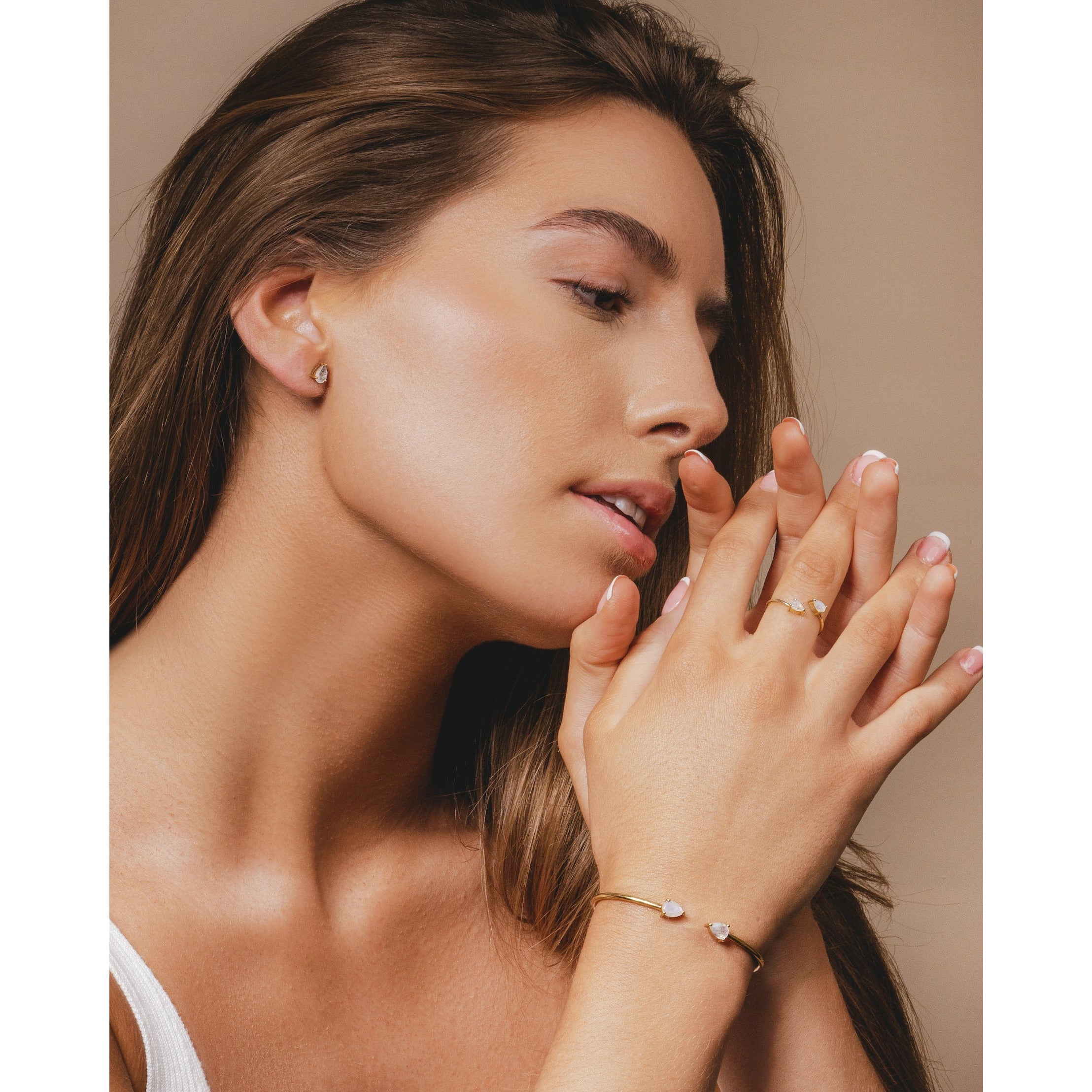 Elegant moonstone jewellery adjustable 18k gold ring womens style by Rani and Co