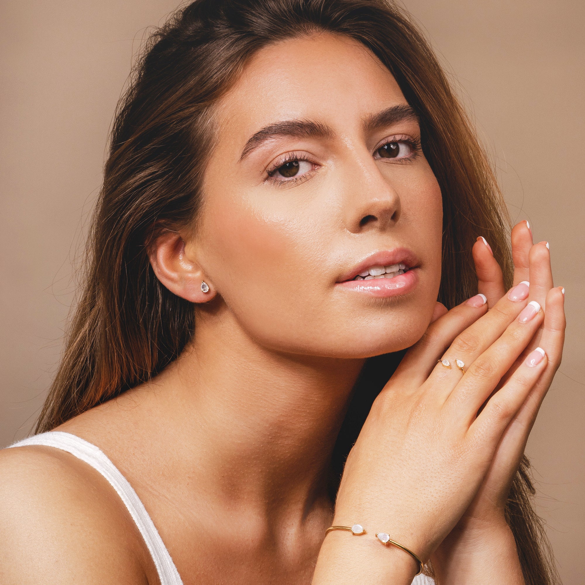 Elegant moonstone jewellery adjustable 18k gold ring womens style by Rani and Co